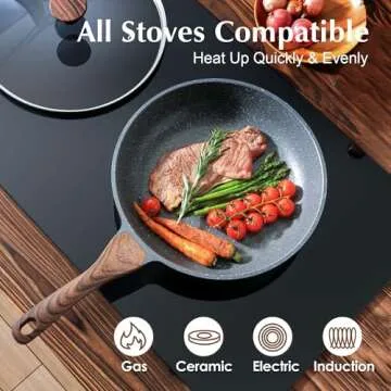 SENSARTE Nonstick Frying Pan with Lid, Healthy Cooking