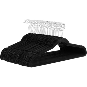 Amazon Basics Slim Velvet, Non-Slip Suit Clothes Hangers, Pack of 30, Black