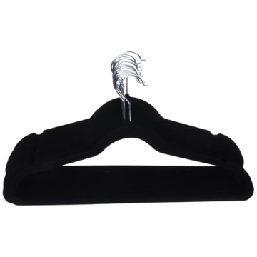 Amazon Basics Slim Velvet, Non-Slip Suit Clothes Hangers, Pack of 30, Black