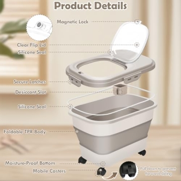 Airtight Rice Storage Container with Wheels & Scoop