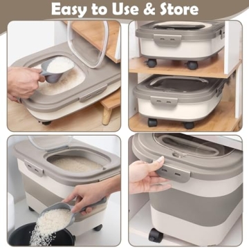 Airtight Rice Storage Container with Wheels & Scoop