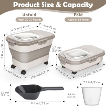 Airtight Rice Storage Container with Wheels & Scoop