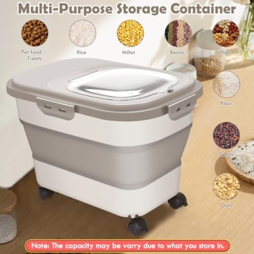 Airtight Rice Storage Container with Wheels & Scoop