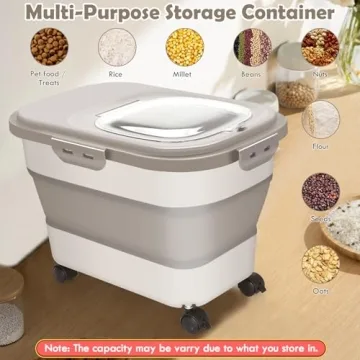 Airtight Rice Storage Container with Wheels & Scoop