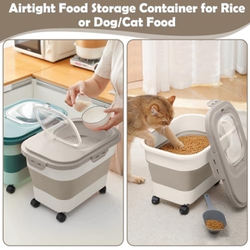 Airtight Rice Storage Container with Wheels & Scoop