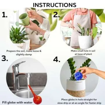 Evelots Plant Watering Globes (3 Pack) - Hand Blown Glass - Automatic Water Irrigation System - Indoor/Outdoor - Leave Your Home Worry Free