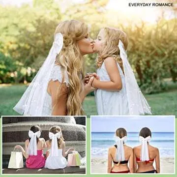 Bachelorette Party Pearl Hair Bow Veil Clip - Bridal Veil Hair Clip Bridal Shower Gift, Bridesmaid Favors, Bridal to be, Girls Large Hair Bow Veil Pre-wedding Party Decorations