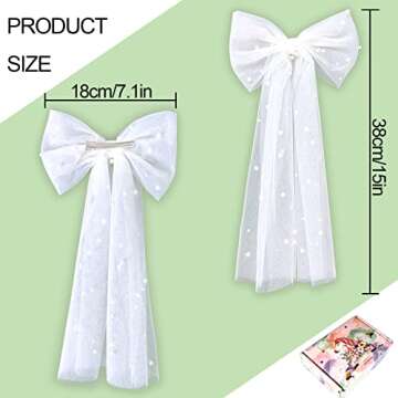 Bachelorette Party Pearl Hair Bow Veil Clip - Bridal Veil Hair Clip Bridal Shower Gift, Bridesmaid Favors, Bridal to be, Girls Large Hair Bow Veil Pre-wedding Party Decorations