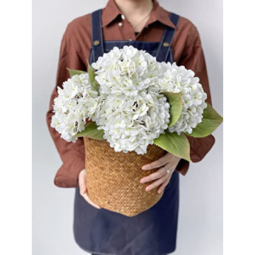 Stylish JINWOE 4PCS White Faux Hydrangea Flowers