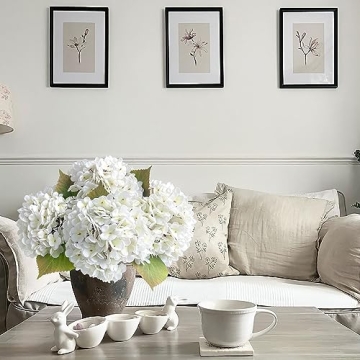 Stylish JINWOE 4PCS White Faux Hydrangea Flowers