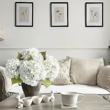 Stylish JINWOE 4PCS White Faux Hydrangea Flowers