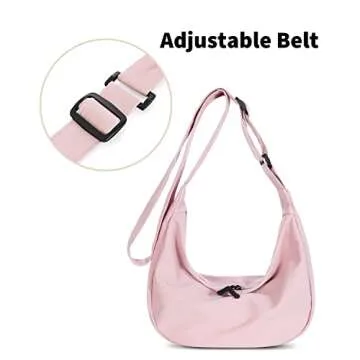 Small Sling Crossbody Bag for Women Men Trendy, Mini Crescent Bag with Adjustable Strap, 2 Zippers Lightweight Nylon Bag