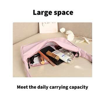 Small Sling Crossbody Bag for Women Men Trendy, Mini Crescent Bag with Adjustable Strap, 2 Zippers Lightweight Nylon Bag