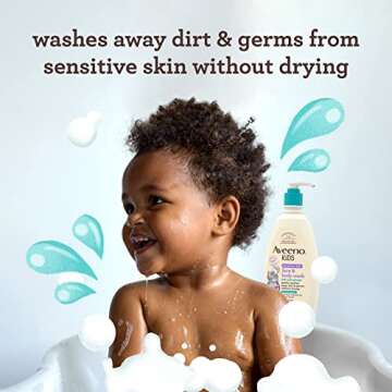 Aveeno Kids Sensitive Skin Face & Body Wash with Oat Extract, Gently Washes Away Dirt & Germs Withou...