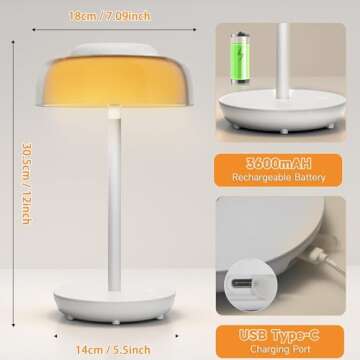 LED Cordless Mushroom Table Lamp for Versatile Lighting
