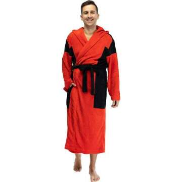 Deadpool Men's Embroidered Fleece Bathrobe