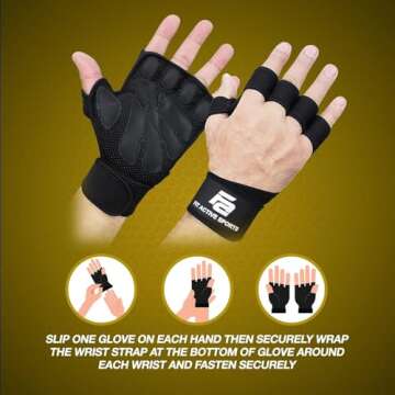 Fit Active Sports Weight Lifting Workout Gloves with Built-in Wrist Wraps for Men and Women - Great ...