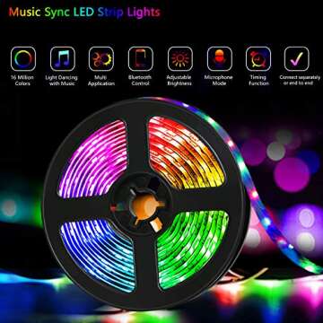 QZYL Led Lights for Bedroom,49.2 Feet Led Strip Lights,Music Sync Color Changing Flexible Rope Light...