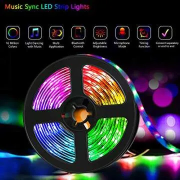 Transform Your Space with QZYL LED Lights for Bedroom - 49.2 Feet of Colorful, Music-Sync Flexible L...