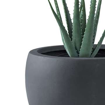 Kante 19.9",15.7",11.8" Dia Round Concrete Planter Set of 3, Outdoor/Indoor Large Bowl Plant Pots with Drainage Hole and Rubber Plug for Garden Patio Balcony Home, Charcoal