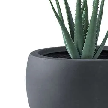 Kante 19.9",15.7",11.8" Dia Round Concrete Planter Set of 3, Outdoor/Indoor Large Bowl Plant Pots with Drainage Hole and Rubber Plug for Garden Patio Balcony Home, Charcoal