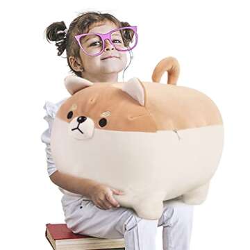 ARELUX 16in Shiba Inu Plush Pillow for Kids & Gifts