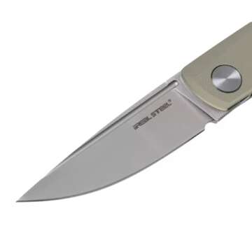 REALSTEEL Luna Lite Slipjoint Folding Pocket Knife - D2 Blade and G10 Handles - Perfect for Camping, Hiking, Daily Cutting Tasks - EDC Knife for Men Women - Satin/Coyote