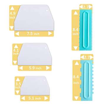 Cake Scraper Set of 9, Cake Combs and Icing Smoother, Plastic Cake Buttercream Decorating Kitchen Ba...