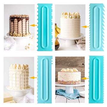 Cake Scraper Set of 9, Cake Combs and Icing Smoother, Plastic Cake Buttercream Decorating Kitchen Baking Tools