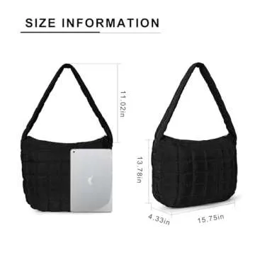 Quilted Tote Bags for Women Lightweight Quilted Padding Shoulder Bag Down Cotton Padded Large Tote Bags Lattice Crossbody Bag Zip Closure