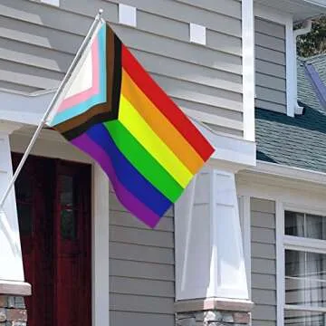 Progress Pride Rainbow Flag 3x5 Outdoor Flags LGBTQ Lesbian Gay Transgender Fade Resistant Heavy Duty Polyester for Outside Inclusive Progressive Pride Flag