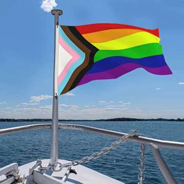 Progress Pride Rainbow Flag 3x5 Outdoor Flags LGBTQ Lesbian Gay Transgender Fade Resistant Heavy Duty Polyester for Outside Inclusive Progressive Pride Flag