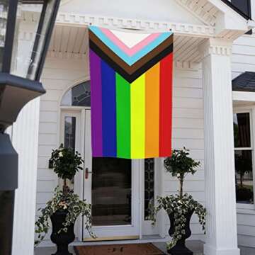 Progress Pride Rainbow Flag 3x5 Outdoor Flags LGBTQ Lesbian Gay Transgender Fade Resistant Heavy Duty Polyester for Outside Inclusive Progressive Pride Flag