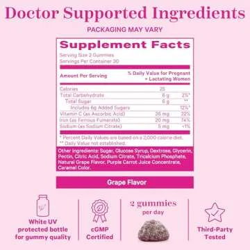 Pink Stork Prenatal Iron Gummies - 20 mg Iron for Moms