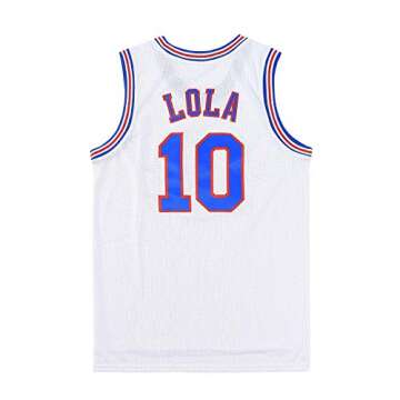 Youth Basketball Jerseys #10 Lola Space Jerseys for 8-18Y Kids with Head Hoop & Socks (White, Youth ...