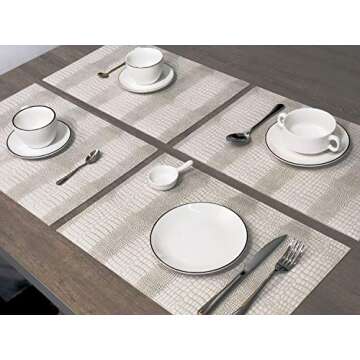 Waterproof PU Placemats, Faux Leather Hardboard Place Mats, Set of 8 Table Mats, Easy to Clean, Heat & Stain Resistant for Office Conference Table,Dinging Home Decor