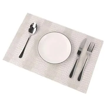 Waterproof PU Placemats, Faux Leather Hardboard Place Mats, Set of 8 Table Mats, Easy to Clean, Heat & Stain Resistant for Office Conference Table,Dinging Home Decor