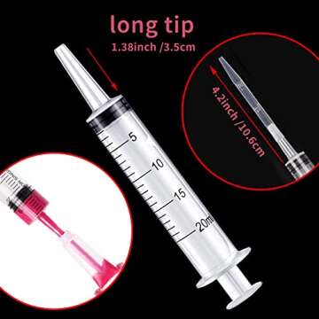 4 Pack 20mL Syringes for Lip Gloss Making Supplies Liquid TKP Lipgloss Base Flavoring Oil Oral Medicine Injection Feeding- with Tip Cap and Pipettes