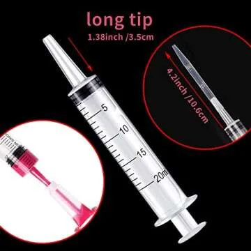 4 Pack 20mL Syringes for Lip Gloss Making Supplies Liquid TKP Lipgloss Base Flavoring Oil Oral Medicine Injection Feeding- with Tip Cap and Pipettes