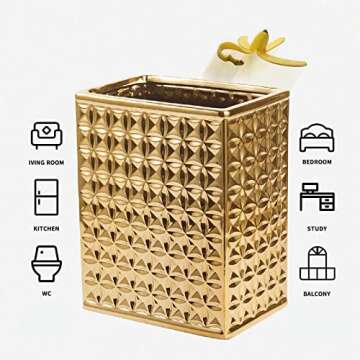 BASDHE Trash Can for Bathroom, Small Office Garbage Can for Kitchen, Slim Rectangular Waste Bin, Cer...