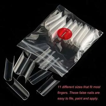 FITDON 550pcs C Curve Long French False Nail Tips, Clear Half Cover Acrylic Fake Nails for Nail Salons and DIY Nail Art