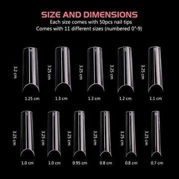 FITDON 550pcs C Curve Long French False Nail Tips, Clear Half Cover Acrylic Fake Nails for Nail Salons and DIY Nail Art
