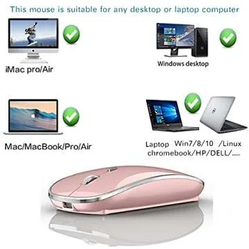 Wireless Mouse for MacBook Pro MacBook Air MacBook Laptop Mac iMac Desktop Computer Chromebook Win7/8/10/11 PC HP Dell Laptop 2.4 USB/USB C Mouse (Rose Gold)