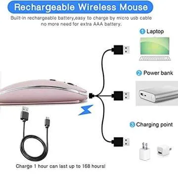Wireless Mouse for MacBook Pro MacBook Air MacBook Laptop Mac iMac Desktop Computer Chromebook Win7/8/10/11 PC HP Dell Laptop 2.4 USB/USB C Mouse (Rose Gold)