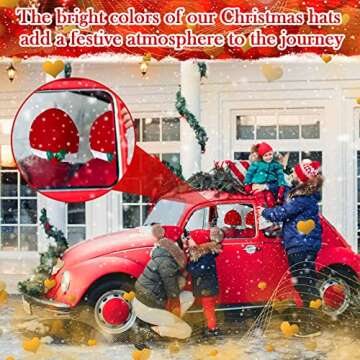 4 Pieces LED Santa Claus Hat Car Seat Headrest Covers Colorful Light Christmas Car Decoration Soft Car Seat Head Rest Cover Protector Interior Accessories Suitable for Most Car Headrests