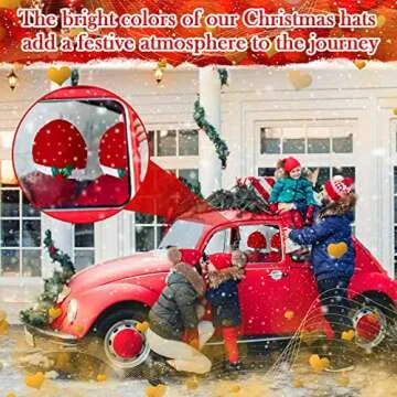 4 Pieces LED Santa Claus Hat Car Seat Headrest Covers Colorful Light Christmas Car Decoration Soft Car Seat Head Rest Cover Protector Interior Accessories Suitable for Most Car Headrests