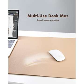 YSAGi Double-Sided Desk Pad, Leather Desk Mat, Eco Cork Desk Pad Protector, Large Mouse Pad for Desk, Waterproof Desk Blotter Pad, Writing Pad for Office/Home(23.6"x13.7",Apricot)
