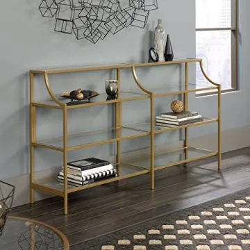 Sauder International Lux Console Table in Satin Gold