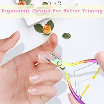 Cuticle Trimmer with Cuticle Pusher and Scissors, Cuticle Remover Professional Durable Pedicure Manicure Tools, Stainless Steel Cuticle Nipper Cutter Clipper for Fingernails and Toenails (Colored)