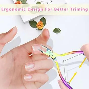 Cuticle Trimmer with Cuticle Pusher and Scissors, Cuticle Remover Professional Durable Pedicure Manicure Tools, Stainless Steel Cuticle Nipper Cutter Clipper for Fingernails and Toenails (Colored)